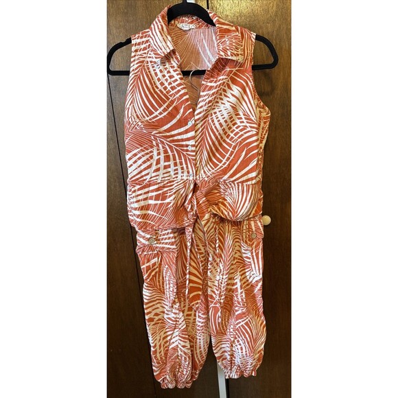 Panama Jack Tropical Pant/Shirt Set Soft Linen Rayon Blend Sz Lg Beach Resort - Picture 1 of 11